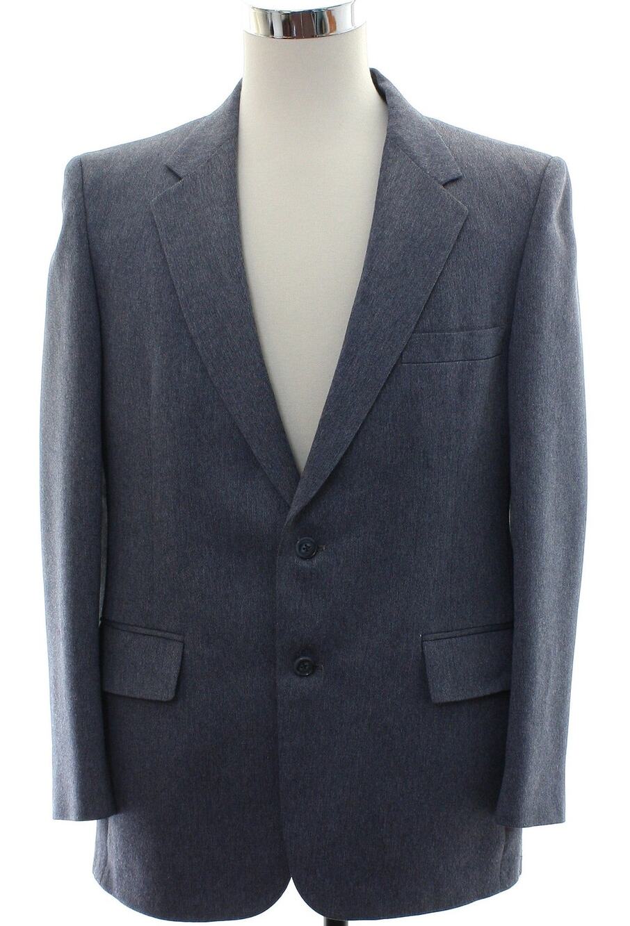 Vintage 70s Rogers Gray Blue Double Knit Sport Coat Blazer Mens 40 USA